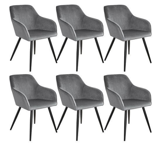 6 Chaises Marilyn Design En Velours Style Scandinave - Gris/noir