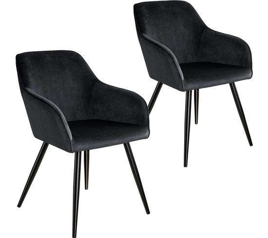 2 Chaises Marilyn Design En Velours Style Scandinave - Noir