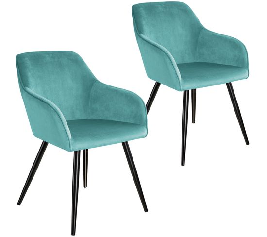 2 Chaises Marilyn Design En Velours Style Scandinave - Turquoise/noir