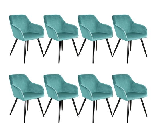 8 Chaises Marilyn Design En Velours Style Scandinave - Turquoise/noir