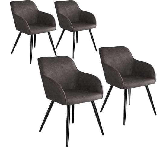 4 Chaises Marilyn Tissu  - Gris Foncé-noir