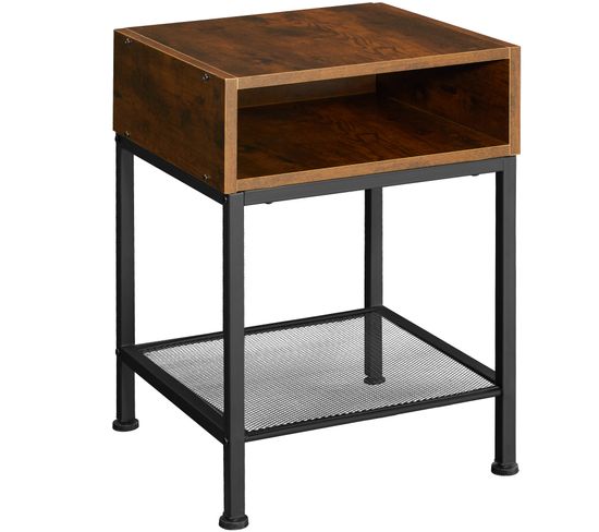 Table De Chevet Harlow 40,5x40,5x59cm - Bois Foncé Industriel, Rustique