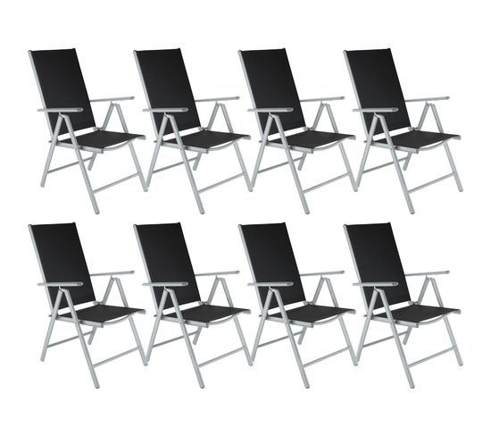 Lot De 8 Chaises De Jardin Pliantes En Aluminium - Argent