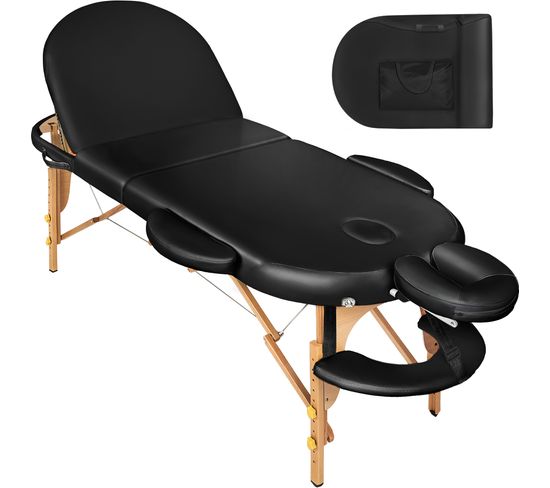 Table De Massage Sawsan 3 Zones Avec Rembourrage De 5cm Et Châssis En Bois - Noir