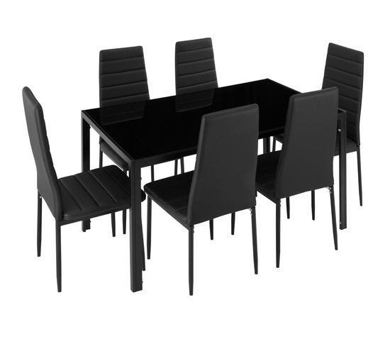 Ensemble Table + 6 Chaises - Noir/noir