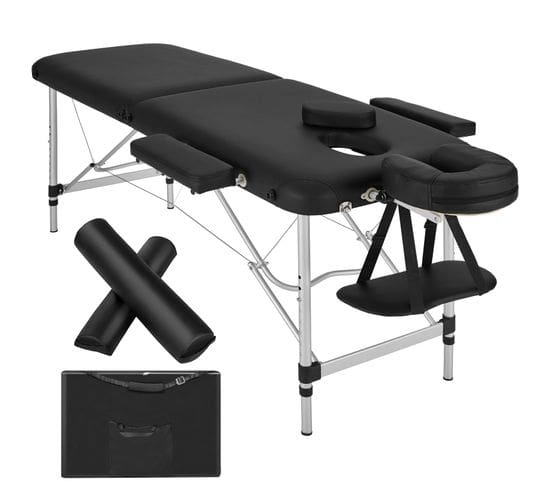 Table De Massage 2 Zones Avec Rouleaux De Massage - Noir