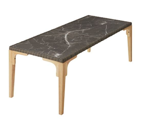 Table En Rotin Foggia 196x87x76cm - Marron Naturel