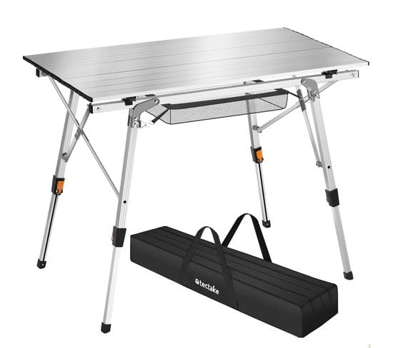 Table De Camping Tina En Aluminium, Pliable Et Réglable En Hauteur - Argent