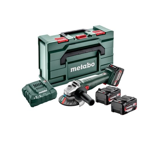 Meuleuse D'angle 18v W 18 L 9-125 Quick Set + 3 Batteries Li-power 4ah + Chargeur Asc 55 + Metabox 1