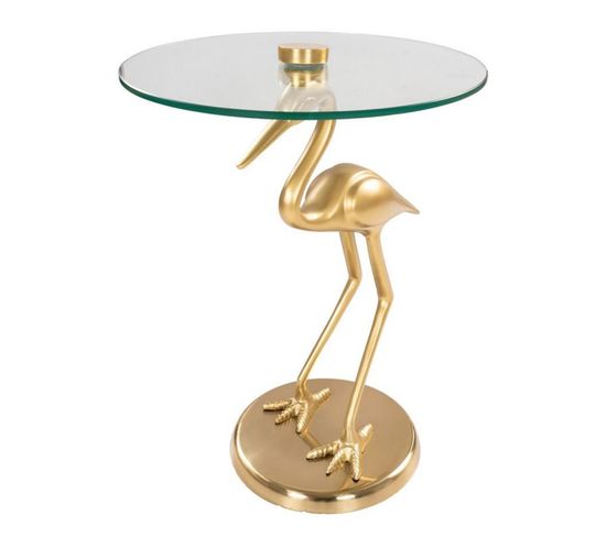Table D'appoint Design "animality Oiseau" 58cm Or