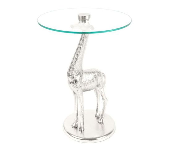 Table D'appoint Design "animality Girafe" 58cm Argent