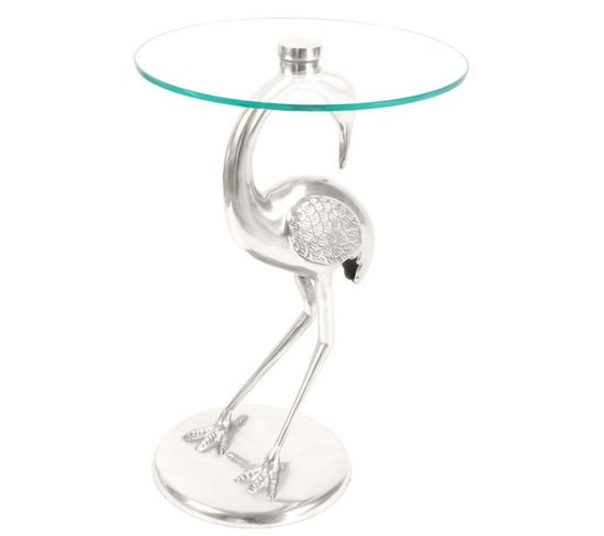 Table D'appoint Design "animality Flamant" 58cm Argent