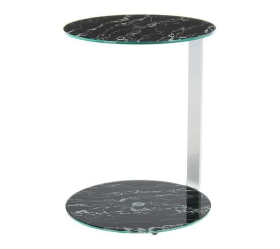 Table D'appoint Design "quentin" 53cm Argent et Noir