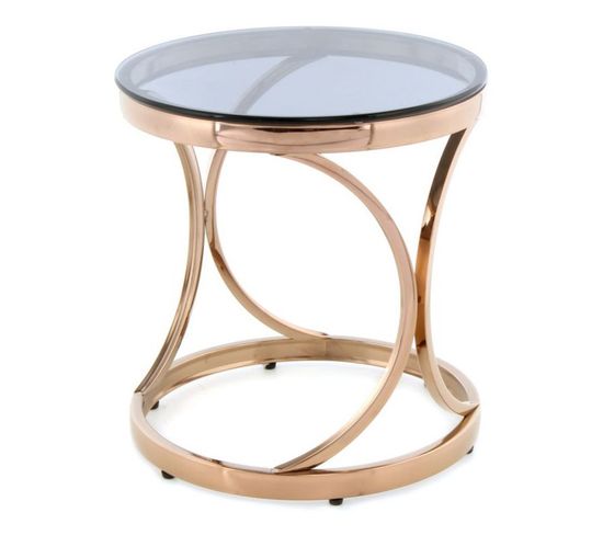 Table D'appoint Design "weyda" 42cm Gris et Or Rose