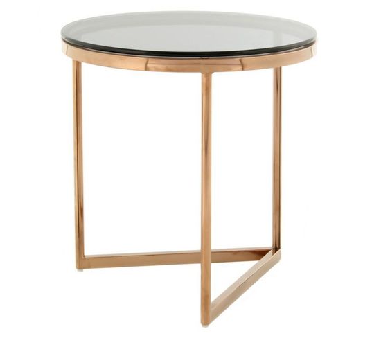 Table D'appoint Design "wynona" 42cm Gris et Or Rose