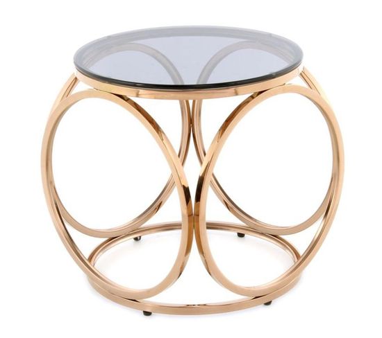 Table D'appoint Design "whitney" 42cm Gris et Or Rose