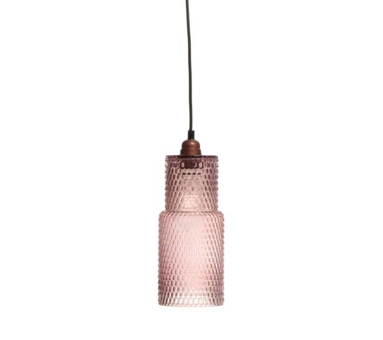 Lampe Suspension En Verre "rosi" 35cm Violet