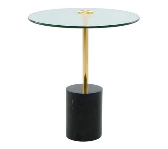 Table D'appoint En Marbre "rosario" 50cm Or et Noir