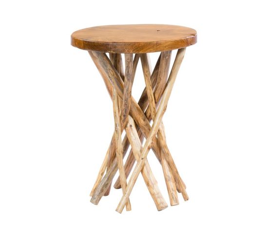 Table D'appoint En Bois "radix" 55cm Naturel Brillant