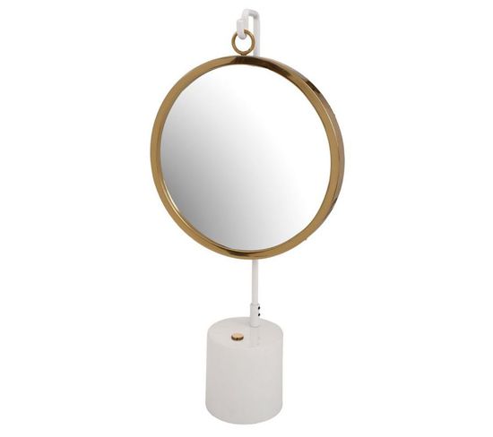 Miroir à Poser Rond "eleganca" 65cm Blanc et Or