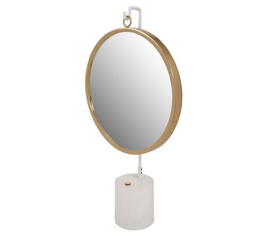 Miroir à Poser Rond "eleganca" 75cm Blanc et Or