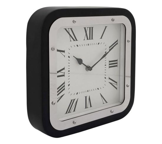 Horloge à Poser "vouman" 28cm Argent et Noir