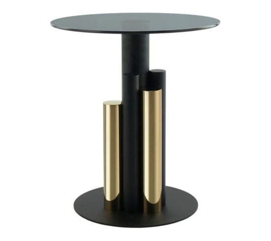 Table D'appoint Design "paula" 50cm Or et Gris