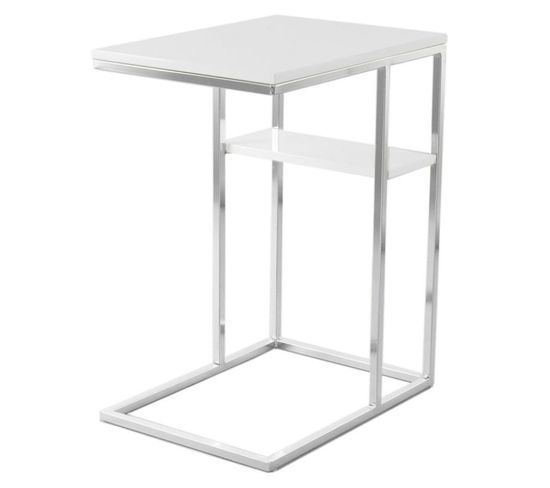 Table D'appoint Design "maud" 60cm Blanc et Argent