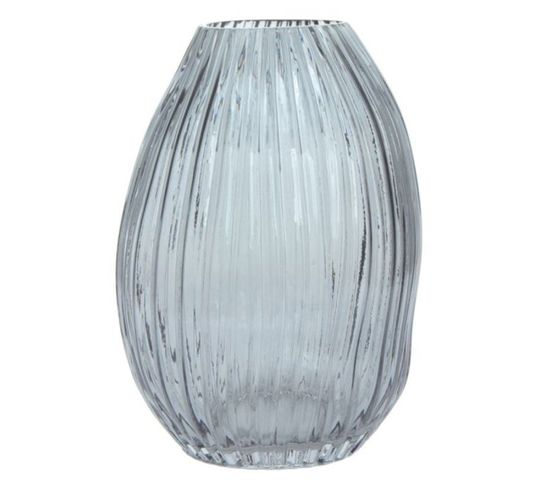 Vase Design En Verre Soufflé "sidney" 25cm Gris