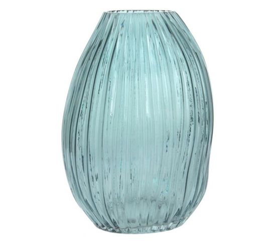 Vase Design En Verre Soufflé "sidney" 25cm Bleu