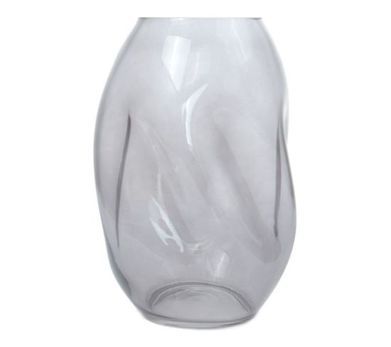 Vase Design En Verre Soufflé "diney" 25cm Gris