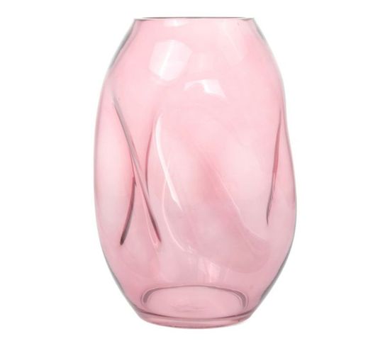 Vase Design En Verre Soufflé "diney" 25cm Rose