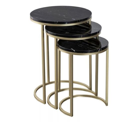 Lot De 3 Tables D'appoint Design "tria" 65cm Noir