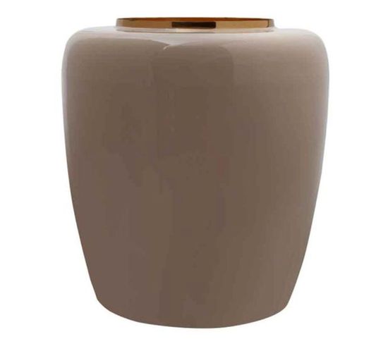 Vase Design En Métal "artisse" 36cm Taupe et Or
