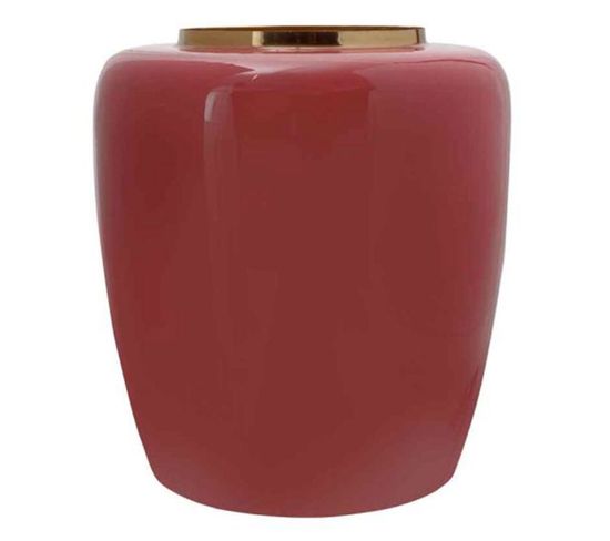 Vase Design En Métal "artisse" 36cm Corail et Or