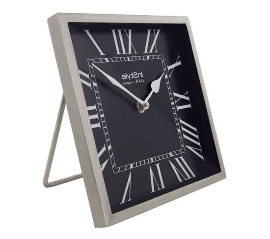 Horloge à Poser Vintage "era" 21cm Noir et Argent