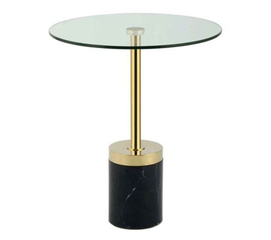 Table D'appoint En Marbre "lana" 53cm Or et Noir