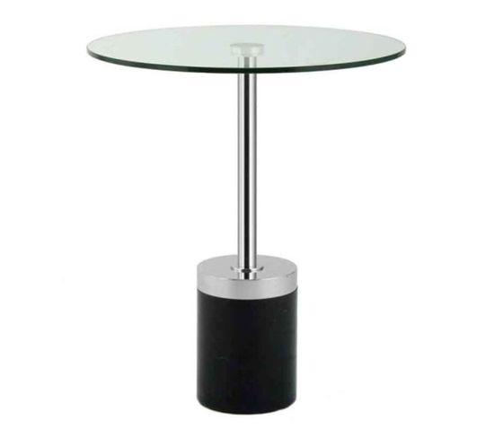 Table D'appoint En Marbre "lana" 53cm Argent et Noir