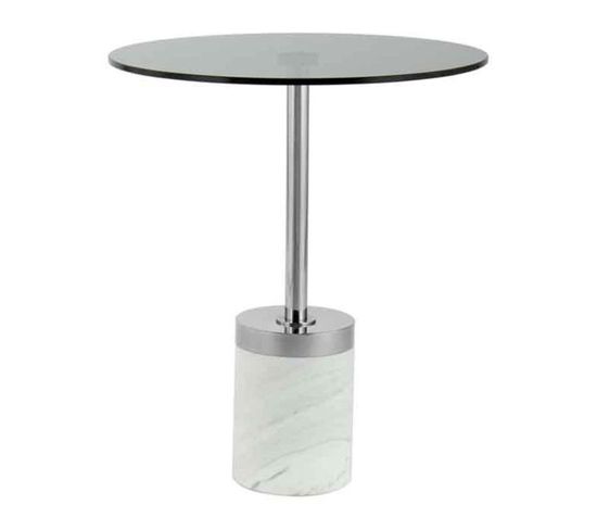 Table D'appoint En Marbre "lana" 53cm Gris et Blanc