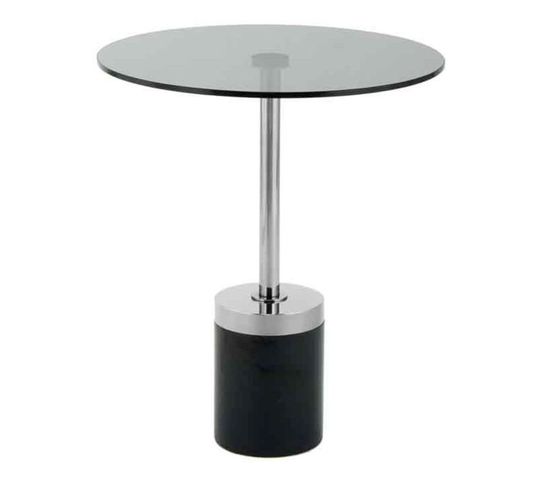 Table D'appoint En Marbre "lana" 53cm Gris et Noir