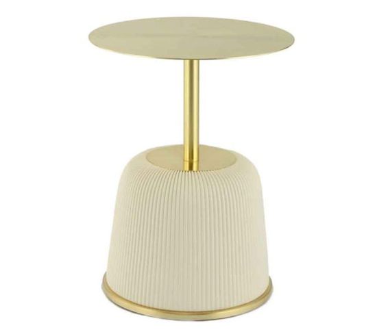 Table D'appoint Design "jokai" 60cm Crème et Or