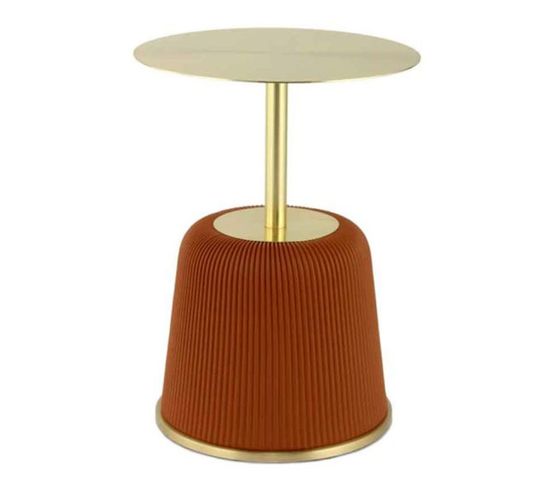 Table D'appoint Design "jokai" 60cm Cognac et Or
