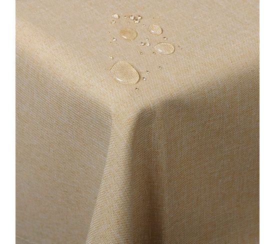Nappe De Table. Aspect Lin.décoration De Table Imperméable.130 X 160 Cm.sable