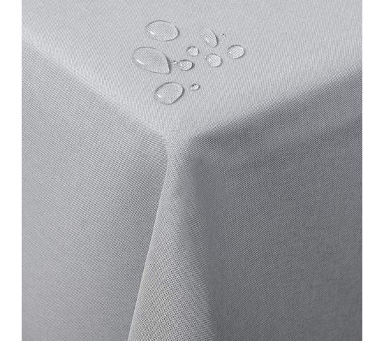 Nappe De Table. Aspect Lin.décoration De Table Imperméable.130 X 160 Cm.gris Clair