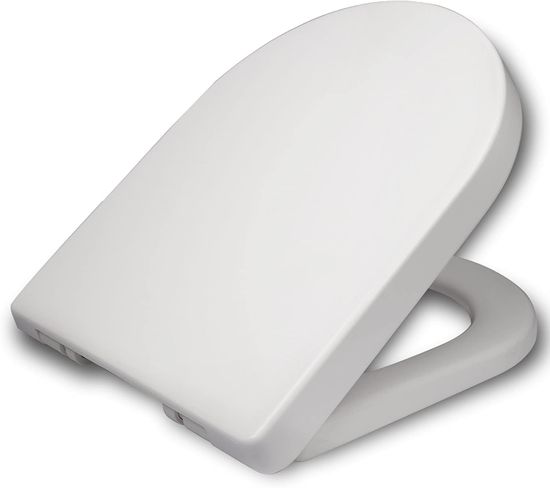 Abattant Wc En Plastique Avec Charnière Inoxyble.couvercle Toilette Softclose.blanc 47.5 X 36.1cm