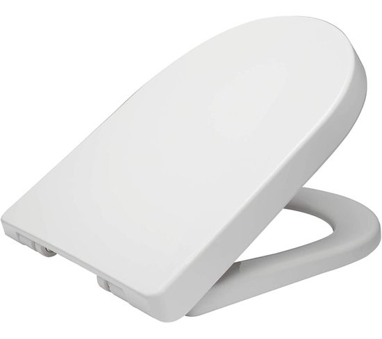 Abattant Wc En Plastique Avec Charnière.couvercle Toilette Softclose.blanc 37.8x1.8x42.5cm
