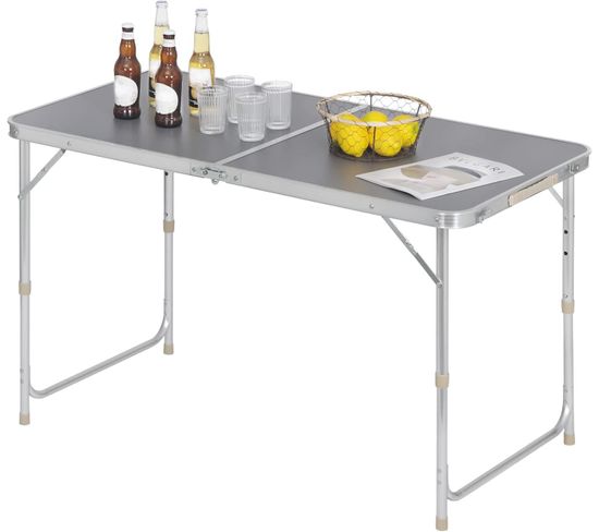 Table De Camping Pliante.table De Jardin.table De Travail.réglable En Hauteur En Aluminium Mdf.gris
