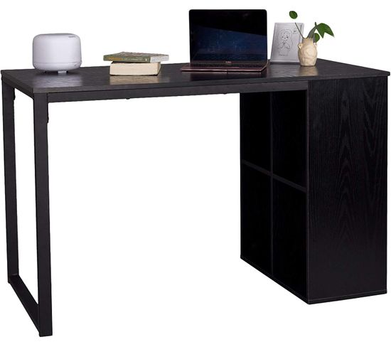 Bureau D'ordinateur Avec 4 Compartiment Ouvert.table De Bureau En Métal+bois.table De Travail.noir