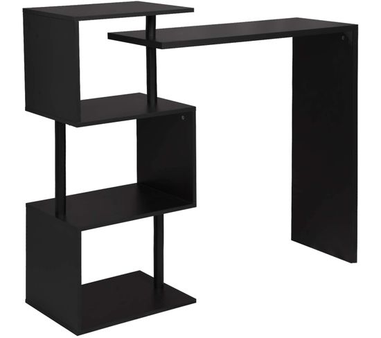 Table De Bar Rotatif Avec 3 Tablettes.table De Bistrot En Métal Et Mdf 134x38x112cm.noir