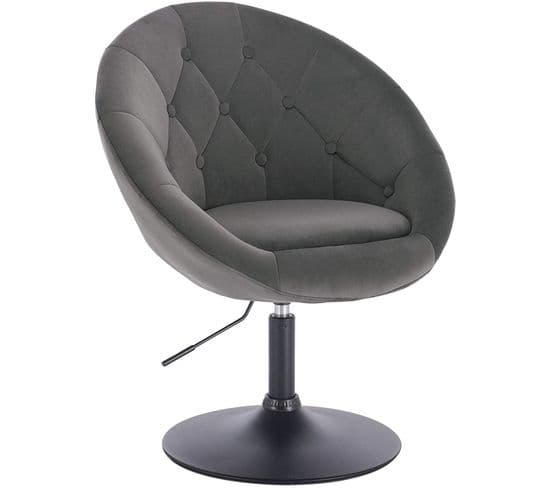 Tabouret De Bar-fauteuil De Bar En Velours Réglable-chaise De Loisir Rotatif-gris Foncé